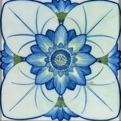 Galileo Chini, Tile with floral decoration, On the back: Arte della Ceramica Firenze