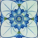 Galileo Chini, Tile with floral decoration, On the back: Arte della Ceramica Firenze