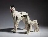 Ugo Zaccagnini, Lot composed of two Russian Borzoi dogs, Marked with a ‘Z’ under the belly