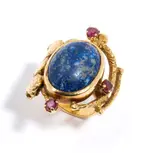 Alberto Zucchetta, Gold lapislazuli rubies ring, 18k yellow gold