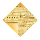 Rhomboid gold brooch by Arnaldo Pomodoro by Arnaldo Pomodoro, 18k yellow gold. A significant example of sculptural goldsmithing by Arnaldo Pomodoro (1926–2025). This is the, offered May 2026