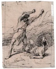 Study for two figures by Francesco Grandi, Brown ink, offered Apr 2026