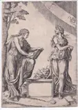 Marcantonio Raimondi, Two Sibyls and the Zodiac, Engraving