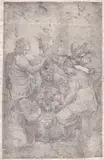 The Christ Child in the cradle, surrounded by saints by detto Schiavone Andrea Meldolla, Etching, offered Apr 2026