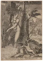Giorgio Ghisi, Venus and the Rose, after Luca Penni, Engraving