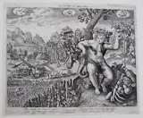 Adriaen Collaert, Autumnus Baccho, after Marteen de Vos, Anonymous contemporary copy after the work by Adrien Collaert. Etching