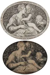 Aegidius Sadeler, Madonna and Child with the Infant Saint John, after Parmigianino, Engraving