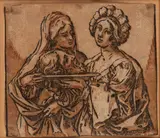 Giovanni Battista Coriolano, Herodias and Salome without the Shields, Three-colour woodcut