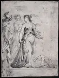 Bartolomeo Biscaino, Herodias with the head of John the Baptist, Etching