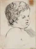 Stefano della Bella, Head of a child turned three-quarters, Etching