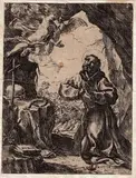 Domenico Maria Canuti, Saint Francis of Assisi, after Guido Reni, Etching