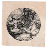 Jean Vauquer, Project for a watch case: Joseph and Potiphar's wife, Engraving