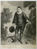 Gérard Edelinck, Le comédien Raimond Poisson en habit de Crispin, Etching