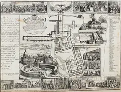 Arnold van Westerhout, Nuova ed esatta pianta del conclave ... fatto nella sede vacante di papa Innocenzo XIII, 1724, Engraving and etching