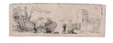 Christian Wilhelm Ernst Dietrich, Small landscape with tower, Etching
