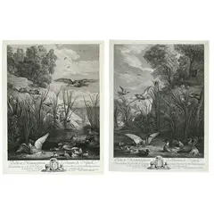 Jacques Philippe Le bas, Les Canards, after David Teniers the Younger, Set of two prints. Etching and engraving