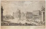 Felice Polanzani, Veduta intera della Gran Piazza e Chiesa di S. Pietro in Vaticano, after Francesco Panini, Etching