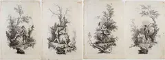 Joseph Wagner, Four Seasons, after Jacopo Amigoni, Complete set of four plates. Etching