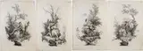 Joseph Wagner, Four Seasons, after Jacopo Amigoni, Complete set of four plates. Etching