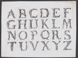 Giovanardi Lampridio, Illustrated alphabet with comic characters, Etching