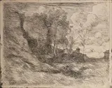 Souvenir d'Ostie by Jean-Baptiste Camille Corot, Cliché-verre, offered Apr 2026