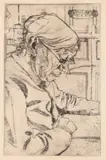 Umberto Boccioni, Maria Sacchi reading, 1907, Etching and drypoint