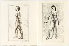 Ferdinand Hodler, Blick in die Unendlichkeit | Stehender weiblicher Akt, Set of two prints: Blick in die Unendlichkeit Lithograph