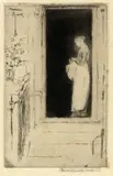 Théodore Roussel, Penelope, a doorway, Chelsea, 1888, Etching