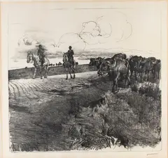 Return of buffaloes by Giulio Aristide Sartorio, Lithograph, offered Apr 2026