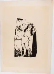 Lorenzo Viani, Portrait of a standing woman, Woodcut