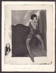 Edouard Jules Chimot, Female figure, Aquatint and etching
