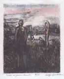 Luigi Bartolini, Estate nel fiume Chienti, Etching on chine-collé