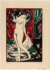Standing nude by Robert Bonfils, 1916, Color woodcut, offered Apr 2026