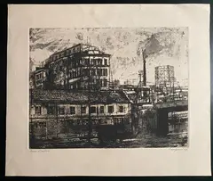 Renzo Vespignani, Outskirts, 1953, Etching