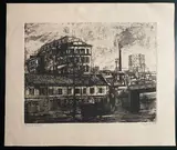 Renzo Vespignani, Outskirts, 1953, Etching