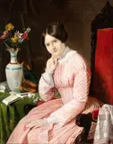 Portrait of a Young Lady Seated with a Vase of Flowers by Jean-Auguste-Dominique Ingres, a refined portrait of a woman, offered Apr 2026
