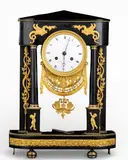 Jean-Joseph Robin, Black Belgian marble mantel clock, 1815, Temple-shaped black Belgian marble case with putti