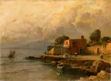Nicolas De Corsi, Sunset on the coast, Oil on canvas