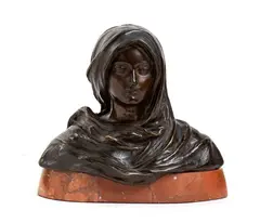 Antonio Ugo, Madonna with veil, Engraved signature on the back: Ugo