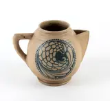Galileo Chini, Jug with a peacock tail decoration, Below the base