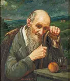 Alfonso Grassi, Male portrait with glass and fruit