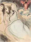 Marc Chagall, Sara and Abimelech from: "Dessins pour la Bible"