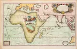 Vincenzo Maria Coronelli, [Africa - Europa - Asia] Route maritime de Brest à Siam; et de Siam à Brest., etching and bulino