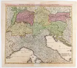 Johann Baptist Homann, [Europa centrale - Austria - Germania] Danubii fluminis a fontibus prope Doneschingam usqae Posonuim urbem dessignanti in qua Suevia, Bavaria, Austria, Stiria, Carinthia, Carniola Tyrilos et Helvetia, etching and bulino