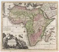 Matthäus Seutter, [Africa] Africa Iuxta Navigationes et Observationes Recentissimas Aucta, Correcta et in Sua Regna et Status Divisa..., etching and bulino