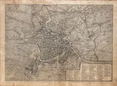 Giuseppe Vasi, Nuova Pianta di Roma in Prospettiva Dedicata a Sua Eccellenza il Principe d'Abonio Rezzonico Senatore di Roma, 1781, etching and bidono