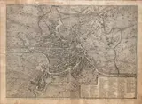 Giuseppe Vasi, Nuova Pianta di Roma in Prospettiva Dedicata a Sua Eccellenza il Principe d'Abonio Rezzonico Senatore di Roma, 1781, etching and bidono
