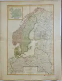 Robert de Vaugondy, [Europa - Svezia - Norvegia - Danimarca - Islanda] Les Couronnes du Nord, Le Denemarck, la Norwège, l'Islanda, et la Suède, 1792, bulino and etching
