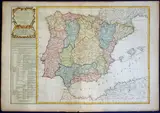 Robert de Vaugondy, [Europa - Spagna - Portogallo] Carte des Royaumes d' Espagne et de Portugal divisés par Provinces, 1817, bulino and etching