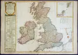 Robert de Vaugondy, [Europa - Gran Bretagna - Irlanda] Les Isles Britanniques : qui comprennent les Royaumes d'Angleterre, d'Ecosse et d'Irlande, 1804, bulino and etching
